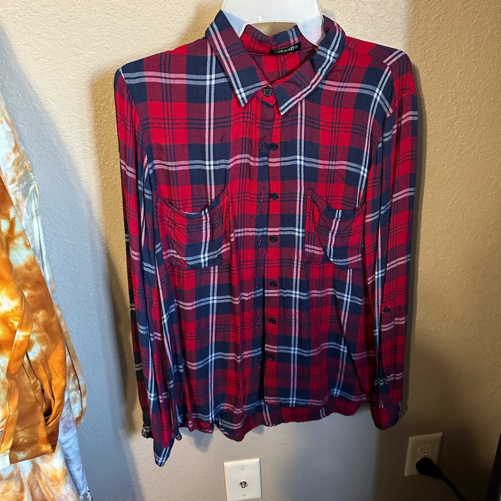 Slosh Red Plaid Button Up Shirt